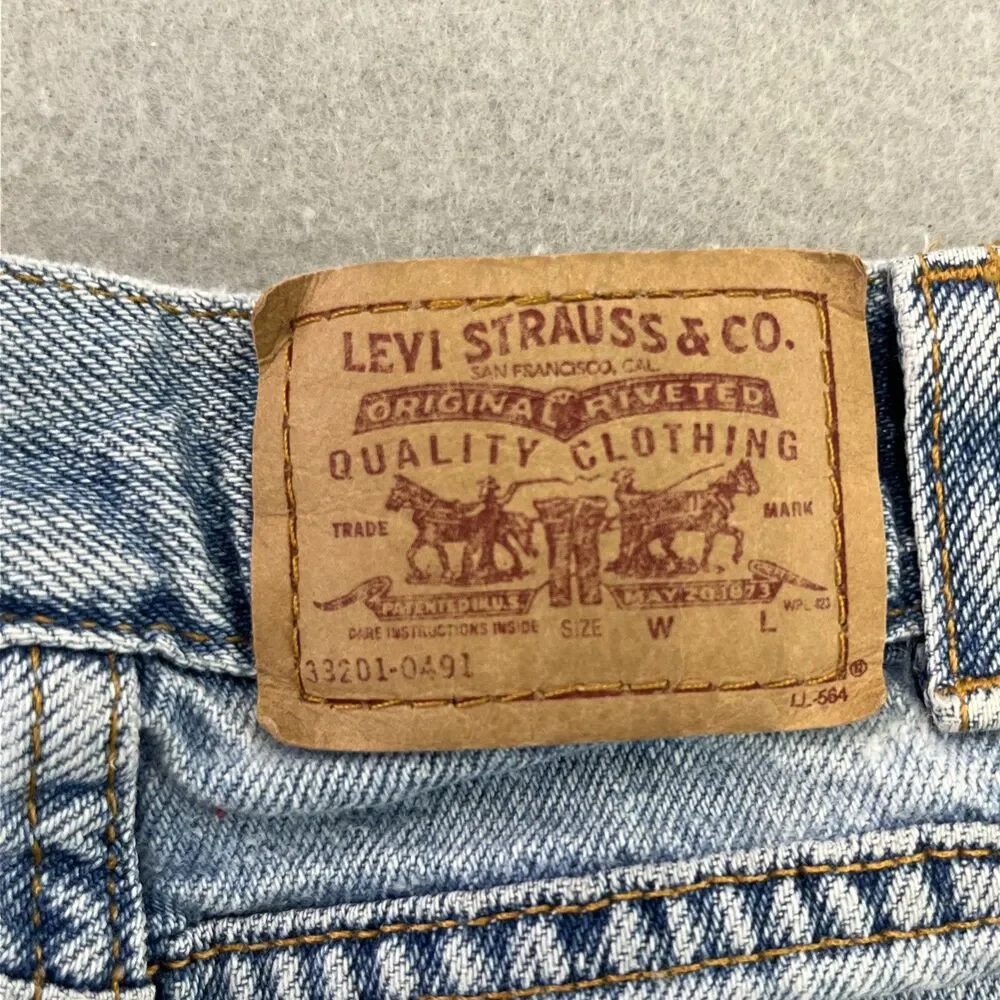 Levis 505 Blue Denim Jean Shorts Youth 6  Vintage White Tab 90s Kids Elastic